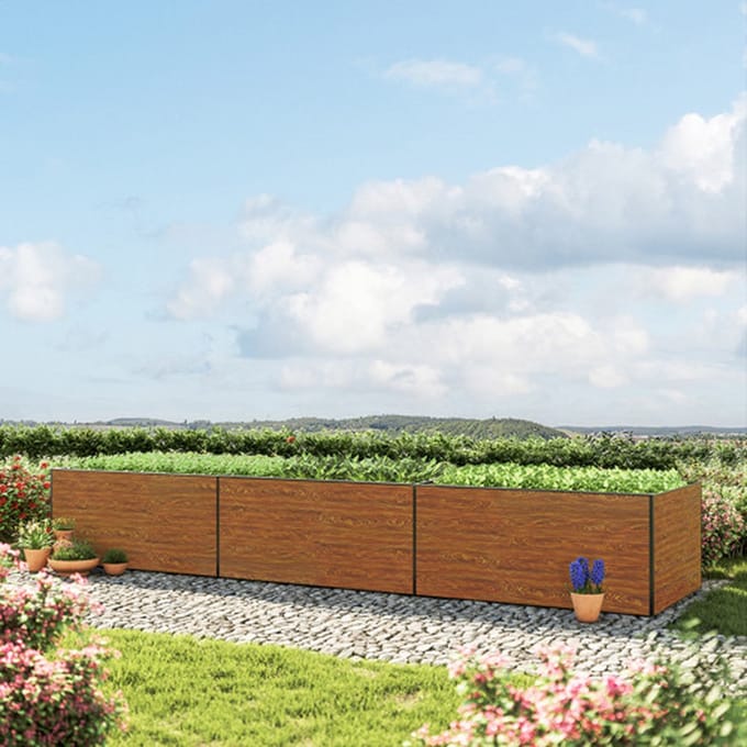 490 x 99 x 77 cm Moestuinbak Kingsize Daniela, Laklaag met houtoptiek