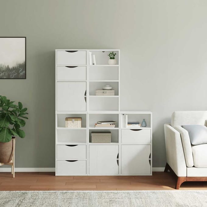 vidaXL - Bijzetkasten - 5 - st - ODDA - 40x24x79 - cm - massief - grenenhout - wit