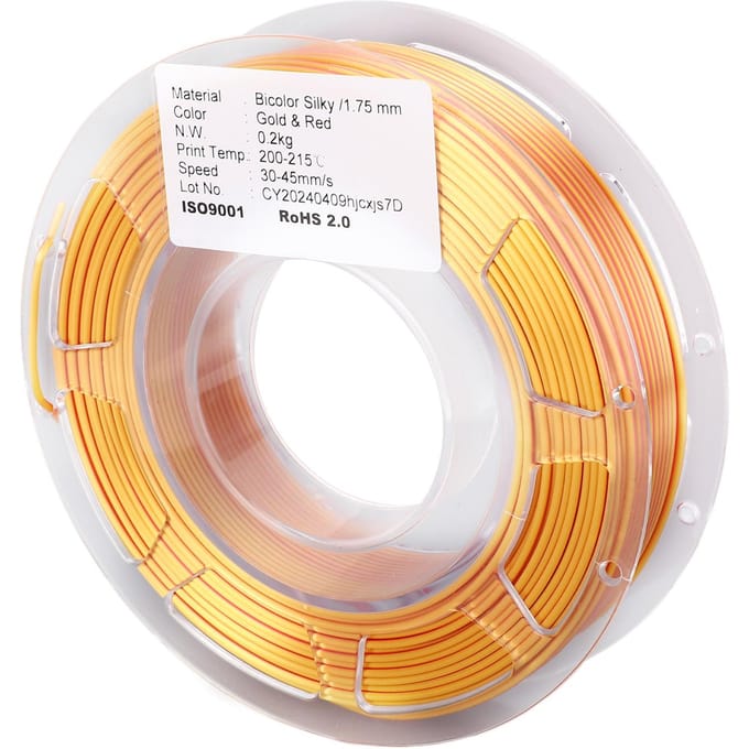Filament PLA 1,75 mm, double couleur or rouge, coextrusion, consommable d'impression 3D, 200 g beige