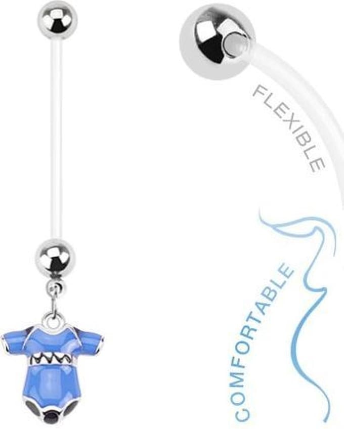 Fako Bijoux® - Zwangerschapspiercing - Rompertje - Blauw