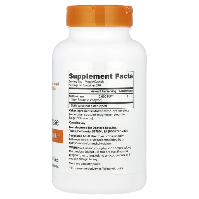 Doctor'S Best, Nattokinase, 2.000 Fu, Vegetarische Capsules 270