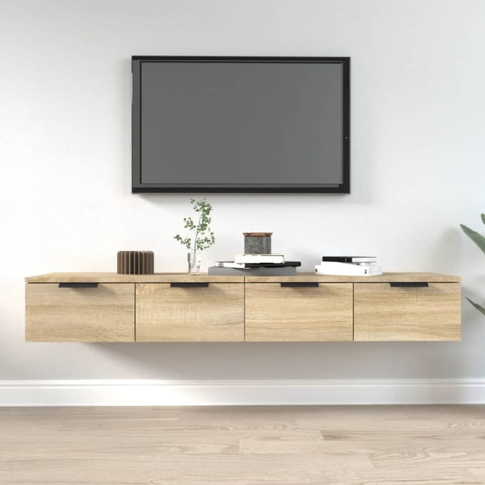 vidaXL - Wandkasten - 2 - st - 68x30x20 - cm - bewerkt - hout - gerookt - eiken