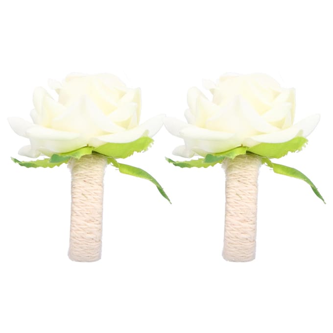 2 PIÈCES Bague de Serviette Fleur Simulation Moderne Porte-Serviette Décorations de Table pour MariageBlanc blanc