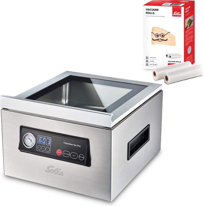 Solis Chamber Vac Pro 5702 Vacumeermachine + 2 Vacuümrollen (20 x 600 cm) - Zilver