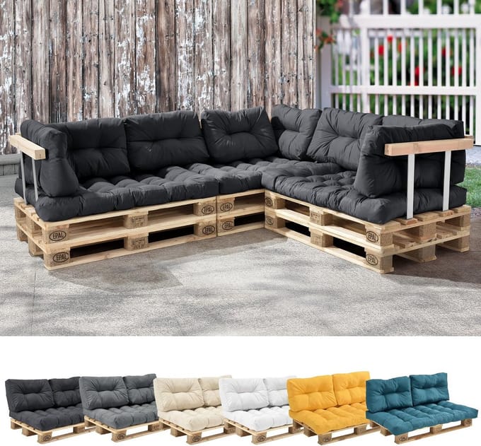 Donkergrijs Rugkussen voor Palletbank 60x40x20/10 cm