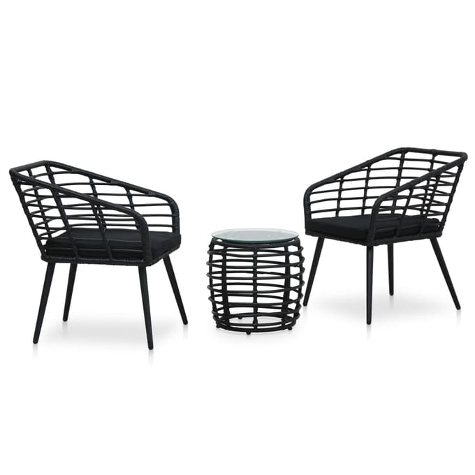 vidaXL - 3-delige - Bistroset - poly - rattan - zwart