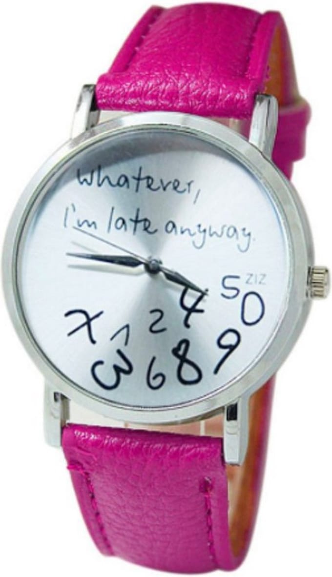 Hidzo Horloge Whatever I'm Late Anyway Ø 37 mm - Roze - In horlogedoosje