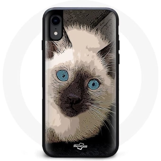 Iphone XR hoesje Siamese kat met blauwe ogen