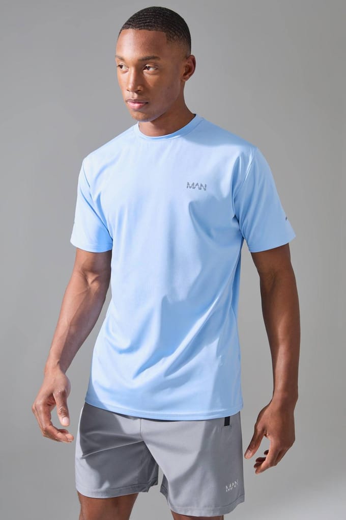 Heren Active Performance Regular Fit T-shirt | Light Blue | Size Medium