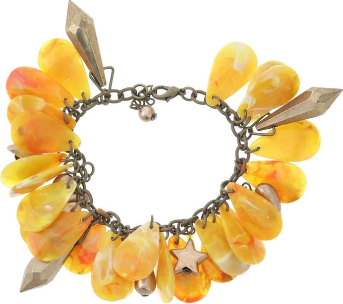 Behave - Bedelarmband geel sterren hartjes - boho zomerstijl 18 cm