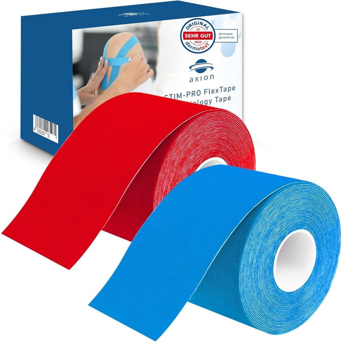 axion® - Kinesiologie Tape Set van 2 blauw rood | waterdicht • huidvriendelijk • elastisch