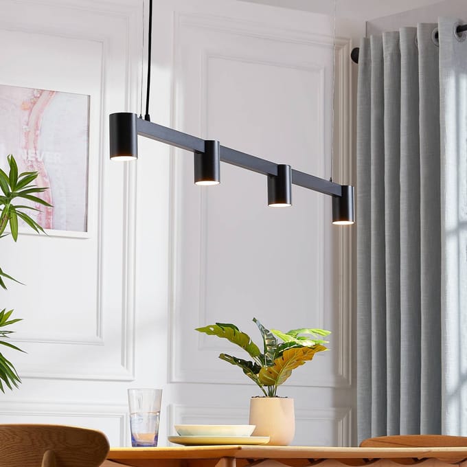 Arcchio hanglamp Brinja, zwart, 120 cm, 4-lamps, GU10