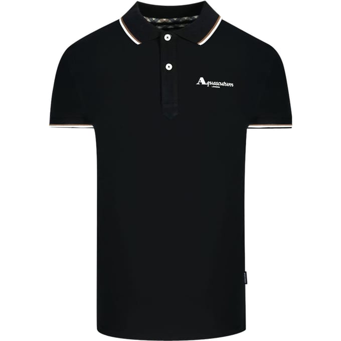 Aquascutum London getipt zwart poloshirt