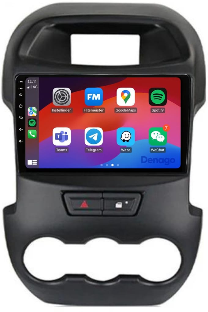 CarPlay autoradio geschikt voor Ford Ranger (2012 t/m 2015) | 9 inch | Android 16 | Draadloos Apple CarPlay & Android Auto | 2GB + 32GB | QuadCore processor | Denago DNG-A155 | 2025 model | 2012 2013 2014 2015 | Bluetooth & Wifi