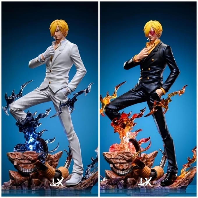One Piece Sanji Dubbele Vleugels Anime Figuur met 2 Hoofden GK Standbeeld Model Speelgoed 25cm