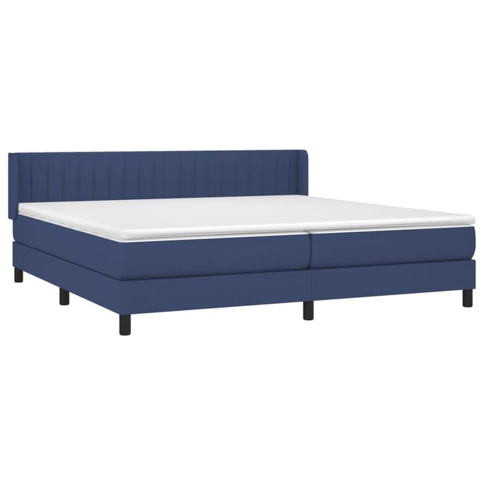 vidaXL - Boxspring - met - matras - stof - blauw - 200x200 - cm