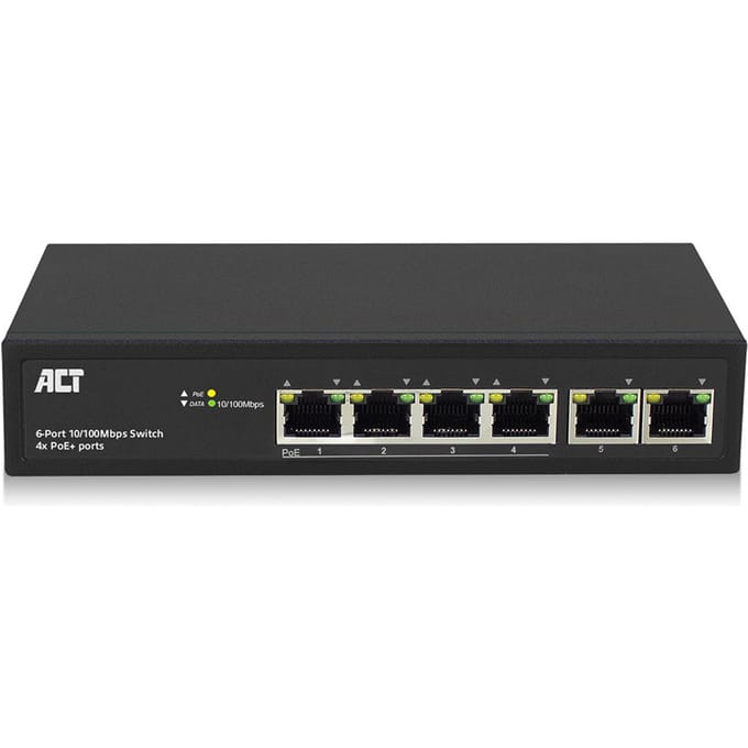 ACT 6-Poorts 10/100Mbps Switch | 4x PoE+ poorten AC4430