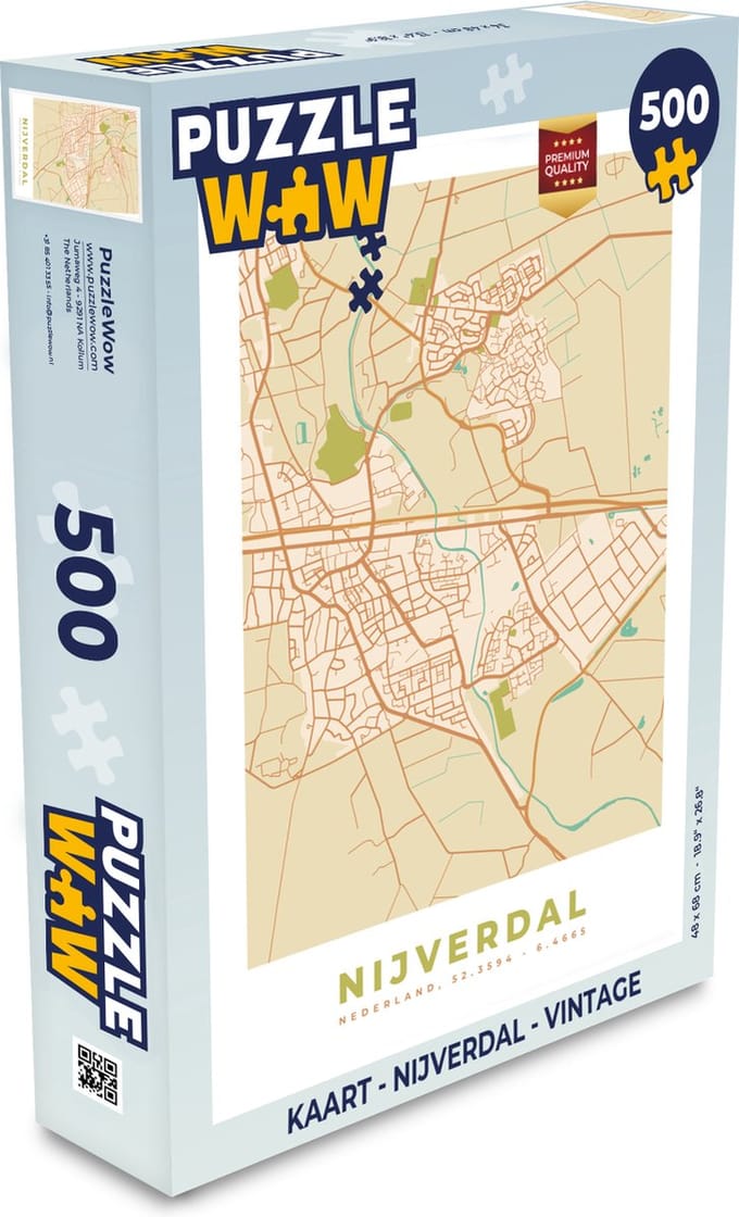 Puzzel Kaart - Nijverdal - Vintage - Legpuzzel - Puzzel 500 stukjes