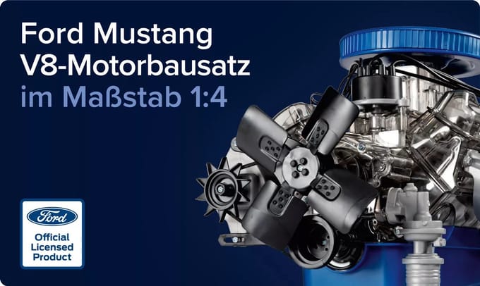 Franzis Modelbouwpakket Auto - 67501-9 Ford Mustang V8 Motor Engine Kit - V8 Model Motorblok Plastic - 1:4 - Modelbouw