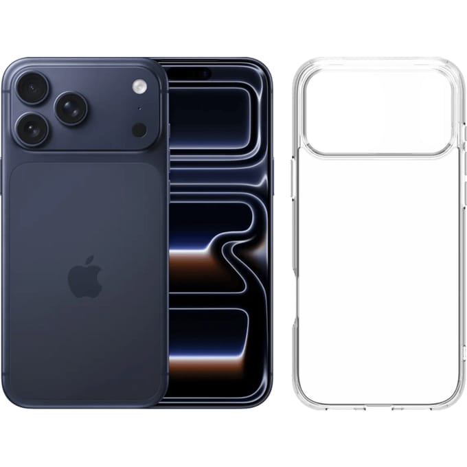 Apple iPhone 17 Pro Max 256GB Blauw + BlueBuilt Protective Back Cover Transparant