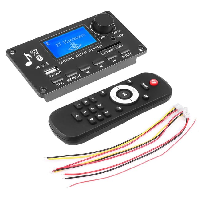 12V LCD MP3-decoder DAC Bluetooth V5.0 Audio-ontvanger APE FLAC WMA WAV-decoder Ondersteuning Opname Radio Songteksten Display met versterkerbord black