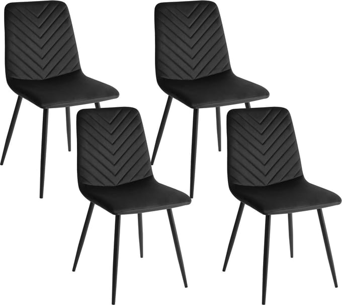 HAVRE - Eetkamerstoelen set van 4 - Zwart - Fluweel