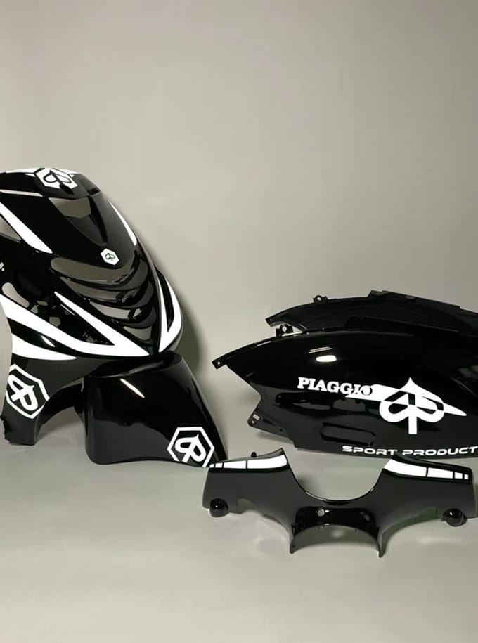 Piaggio Zip Stickerset - Crossed - Wit