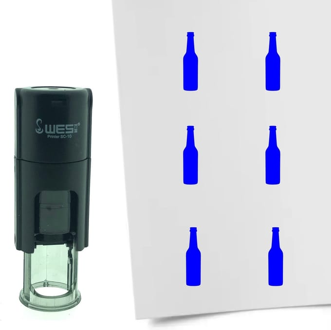 CombiCraft Stempel Bierflesje 10mm rond - Blauwe inkt