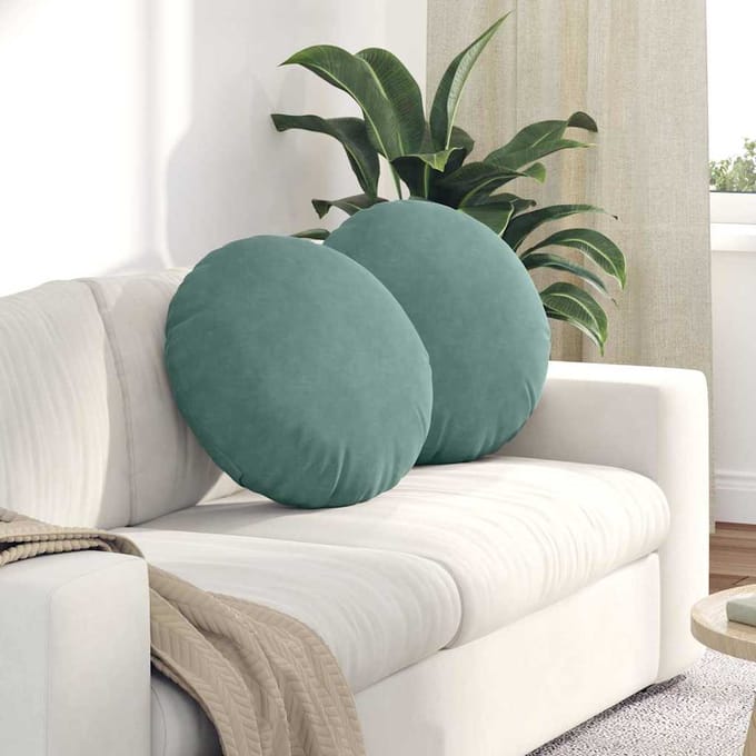 vidaXL - Zitkussens - 2 - st - Fluweel - Zeegroen - Ø50 - x - 19 - cm