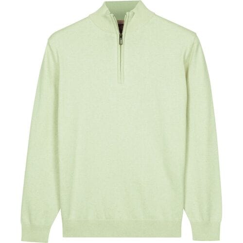 Baileys Soft Green Standaard lange mouw Regular Fit Effen Pullover 618400 71Baileys – Heren Trui – Half Zip Pullover – Pima Katoen - Soft green – 618400-71