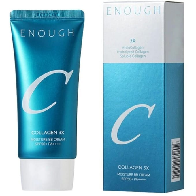 ENOUGH Collageen 3x Vocht BB Crème SPF50+ PA++++ 50g + WILLEKEURIG CADEAU blue