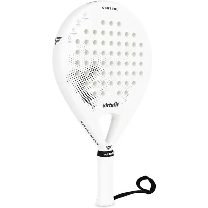 VirtuFit Control Padel Racket - Wit - Rond Blad - 365 gram - EVA Soft Kern - Met Polskoord - Voor Beginners