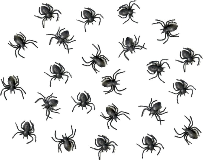 PartyDeco Horror/Halloween griezel spinnetjes - 20x - kunststof - zwart - 3 cm