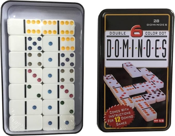 Domino - Double 6 - Gekleurde stippen - Blik (0602029)