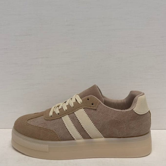 Leuke sneakers met retrozool khaki Khaki / 36