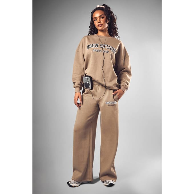 boohoo Dames DSGN Studio Applique Jogger met rechte pijpen | Stone | Maat: 2XL
