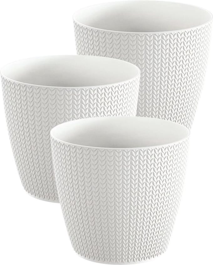 3 Bloempotten Sumela smartpot wit 5L met drainagesysteem haakmotief3