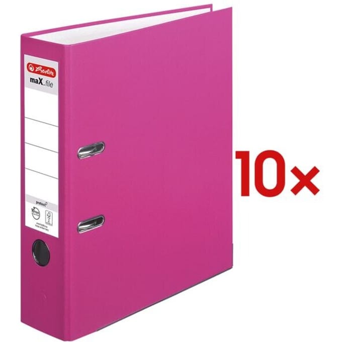 herlitz ordner maX.file protect, A4, rugbreedte 80 mm, roze