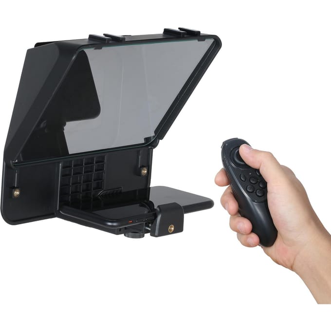 Andoer A10 Draagbare Smartphone DSLR Camera Teleprompter Prompter met Telefoonhouder Afstandsbediening zwart