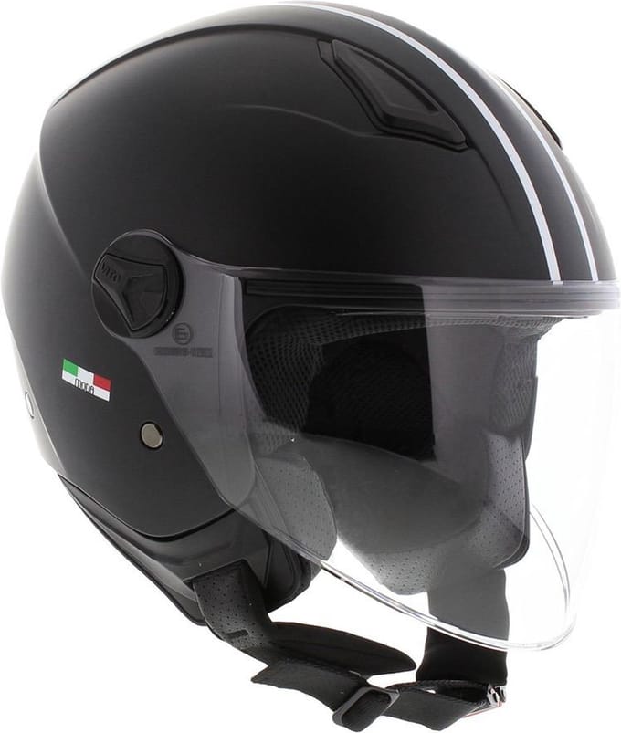 Vito Moda kinder jethelm bambino mat zwart - Kinder M - Scooterhelm Snorfietshelm Motorhelm