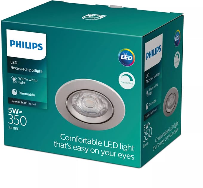 Philips Sparkle inbouwspot - 1-lichts - nikkel
