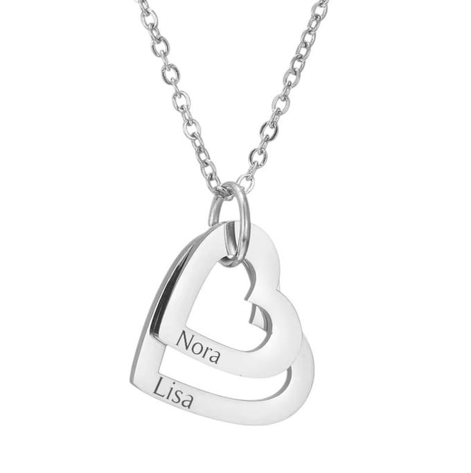 Ketting met 2 Hartjes Zilver
