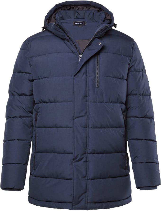 Men Plus - Heren - Gewatteerde jas capuchon ritszakken - Navy blauw - Maat L