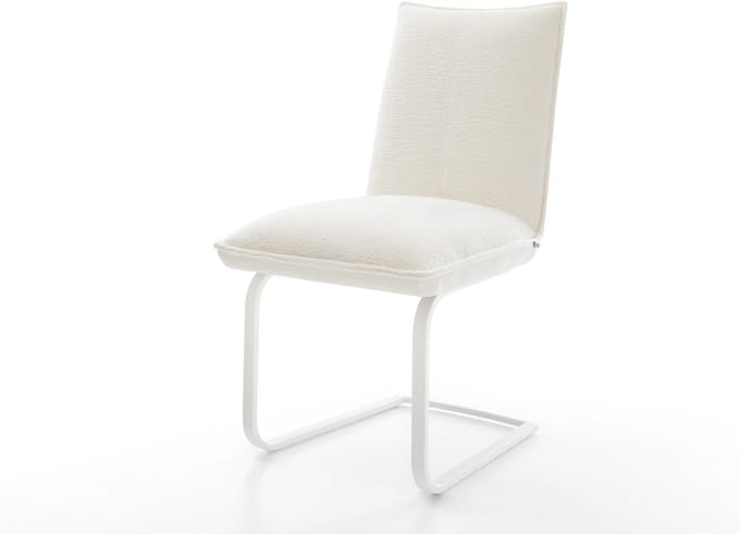 Sledestoel Lelio-Flex sledemodel vlak wit bouclé zacht beige pocketveer kern