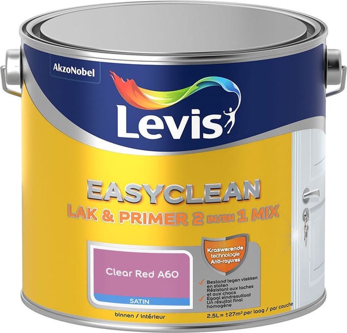 Levis - Easyclean Lak & Primer 2-In-1 Mix - Clear Red A60 - Mengverf - 2,5 L