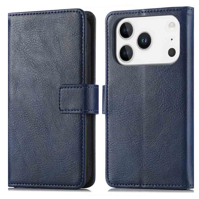 imoshion Hoesje - Geschikt voor Apple iPhone 17 Pro Max - Luxe Bookcase - Donkerblauw