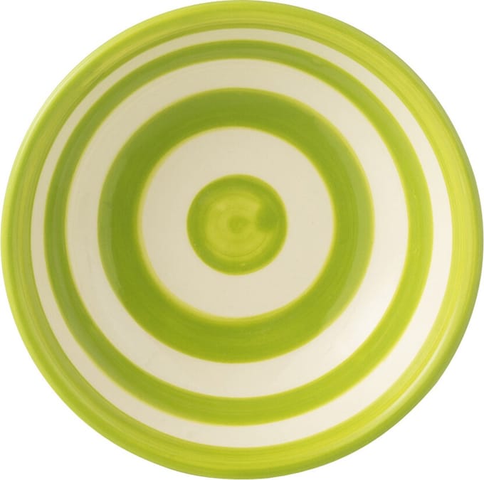 J-Line kom Granada Stripes Low - keramiek - wit/groen - small - Ø 14 cm