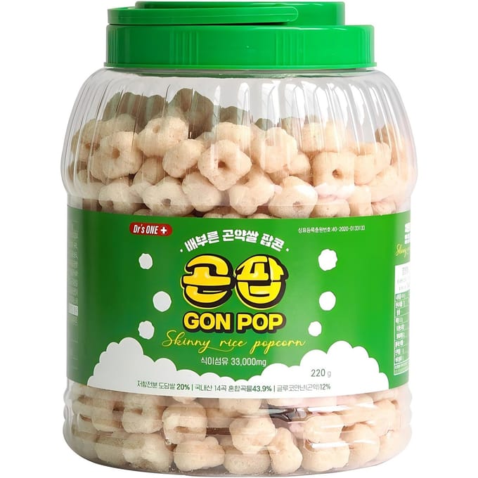 Gonpop Gepofte Konjac Rijst Knapperige Graansnack 220g beige