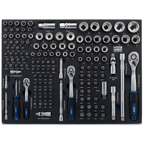 HBM inlay met doppenset, ratelset 145-delig