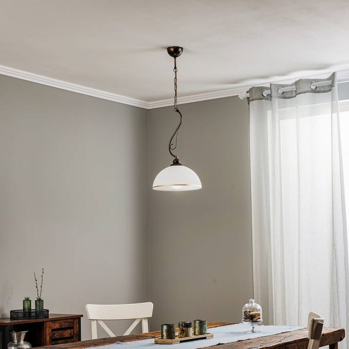 XSARA hanglamp handgemaakt gepatineerd, 1-lichts, brons, 1174